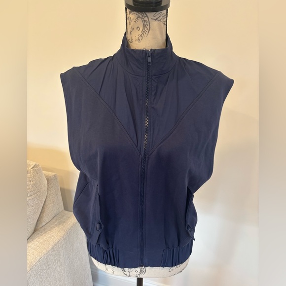 Zara dark navy gilet top with full length zip Size medium - Picture 1 of 6